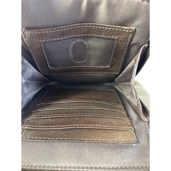 Fossil Brown Leather Crossbody Bag With Adjustable Strap Front Zip Pocket - Picture 4 of 5